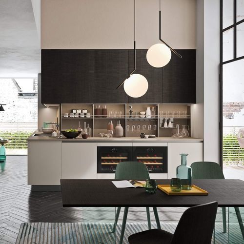 Cuisine contemporaine - I Naturali - Ar-Tre - en placage de bois / en verre / en Fenix NTM®