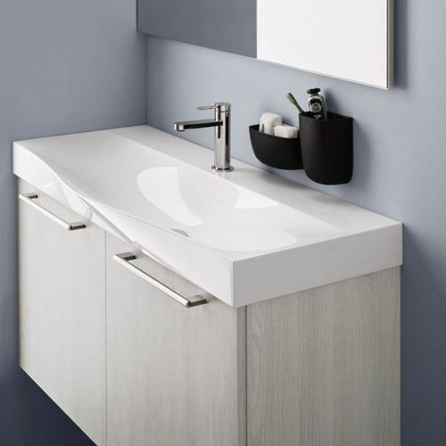 Vasque console - TODAY - ARBI - en pierre / avec plan intégré / rectangulaire