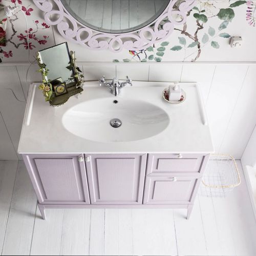 Vasque console - MELODY - ARBI - en céramique / avec plan intégré / avec tiroir intégré