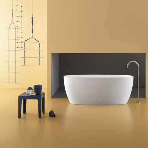 Baignoire ovale - CLIO - ARBI - à poser / en pierre minérale / blanche