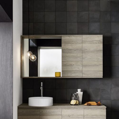 Miroir de salle de bain mural - PLUS - ARBI - contemporain / rectangulaire / en bois