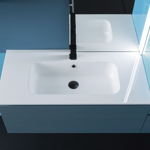 Vasque console - TEMPO - COMPAB - en céramique / rectangulaire / contemporaine