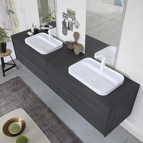 Meuble vasque double - 22 - COMPAB - suspendu / en chêne / contemporain