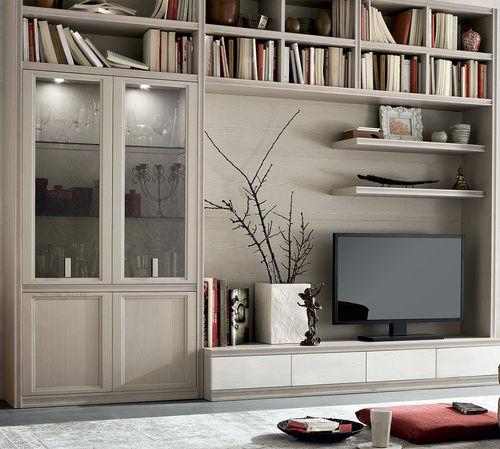 Ensemble TV mural contemporain - IR1807 BIS - Maronese - en bois laqué / en frêne