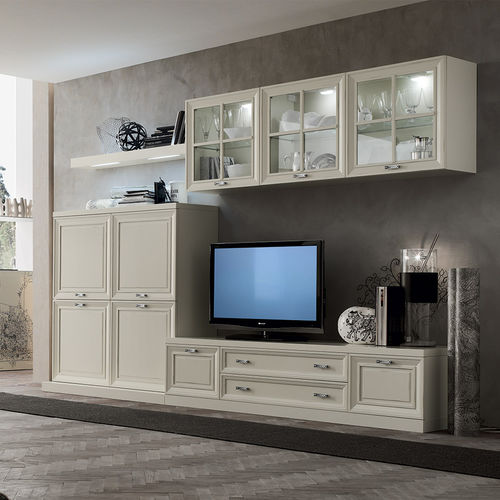Ensemble TV mural classique - MU452 - Maronese - en bois laqué