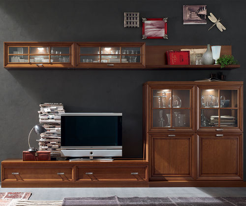 Ensemble TV mural classique - MU456 - Maronese - en noyer