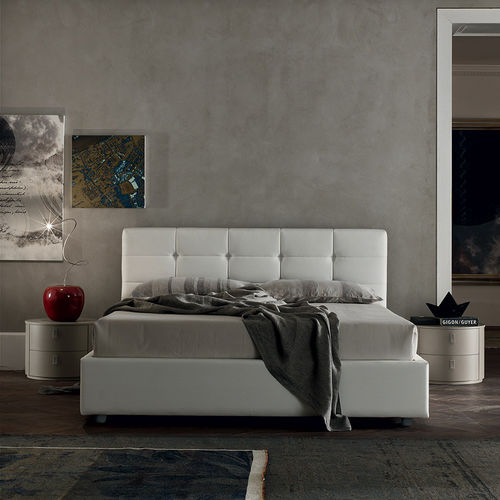 Lit double - QUADRO - Maronese - contemporain / tapissé / avec tête de lit