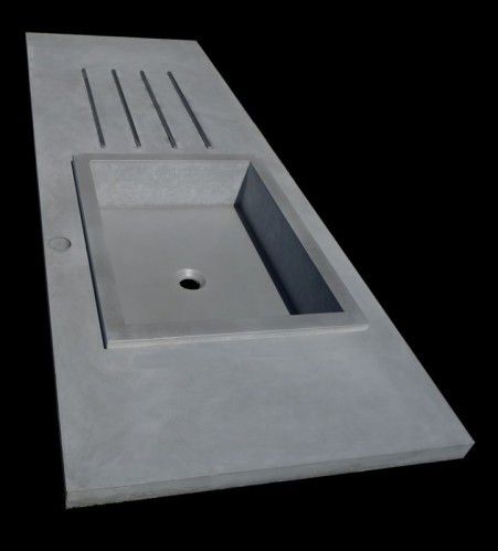 Évier 1 bac - BALIAN BETON Atelier - avec égouttoir / en béton bfuhp Ductal® / monobloc