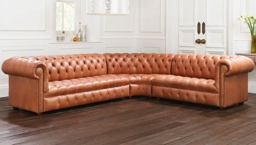 Canapé de style chesterfield - ARUNDEL - distinctive chesterfields - en cuir / marron / 3 places