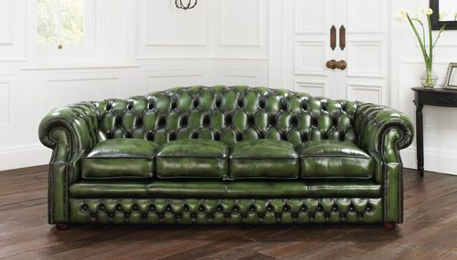 Canapé Chesterfield 3 Places Cuir Vert – Occasion