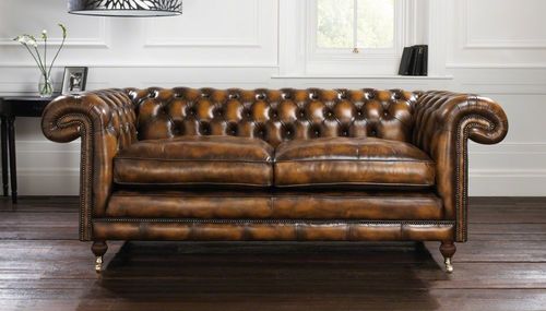 Canapé de style chesterfield - CHATSWORTH - distinctive chesterfields - en cuir / marron / 2 places