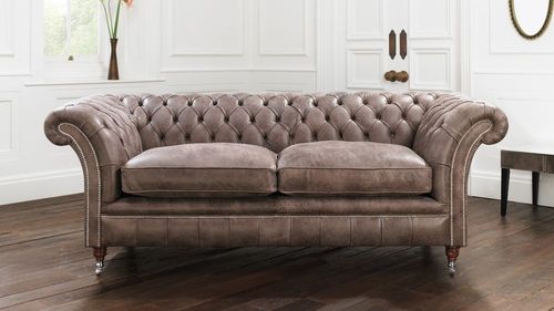 Canapé de style chesterfield - DRUMMOND - distinctive chesterfields - en cuir / marron / 2 places