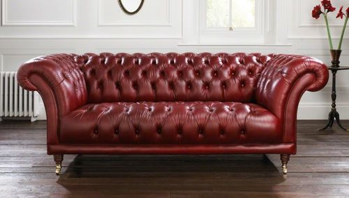 Canapé de style chesterfield - GOODWOOD  - distinctive chesterfields - en cuir / rouge / 2 places