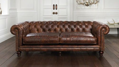 Canapé de style chesterfield - HAMPTON - distinctive chesterfields - en cuir / marron / 2 places