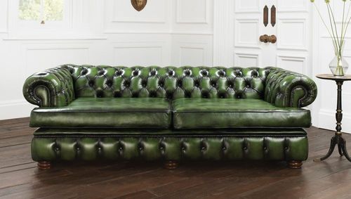 Canapé de style chesterfield - HAREWOOD - distinctive chesterfields - en cuir / vert / 2 places