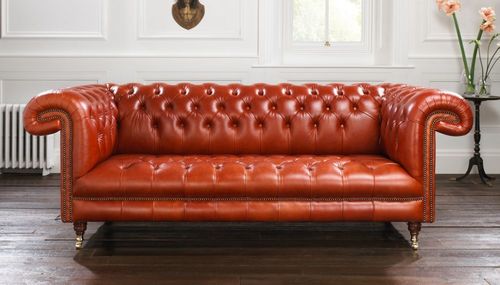 Canapé de style chesterfield - SANDRINGHAM - distinctive chesterfields - en cuir / rouge / 2 places