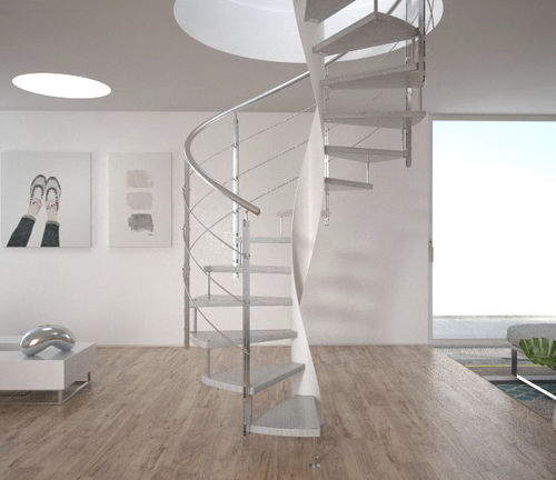 Escalier hélicoïdal - Wind - CAST DESIGN - à marches en bois / à marches en verre / structure en métal