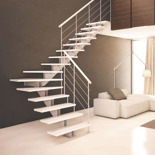 Escalier quart tournant - Feel TL - CAST DESIGN - à marches en bois / structure en métal / résidentiel