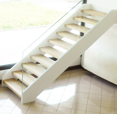 Escalier droit - Link Lux Infinity - CAST DESIGN - quart tournant / à marches en bois / structure en acier