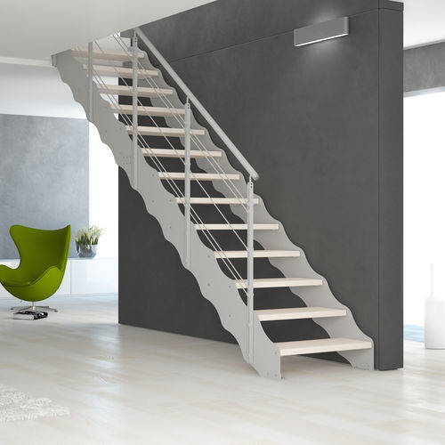 Escalier droit - Link Wave - CAST DESIGN - à marches en bois / structure en métal / résidentiel