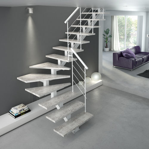 Escalier droit - Simply TL - CAST DESIGN - quart tournant / à marches en bois / structure en métal