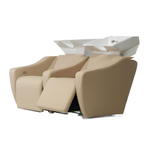 Bac à shampoing avec repose-pieds - EMME - SEAP SA - en simili cuir / 2 places