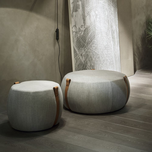 Pouf contemporain - NOTCH - LEMA Home - en tissu / en cuir / rond