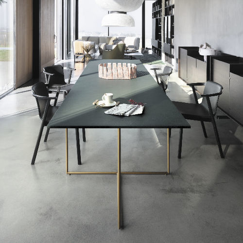 Table contemporaine - ALAMO - LEMA Home - en stratifié / en marbre / avec piètement en métal