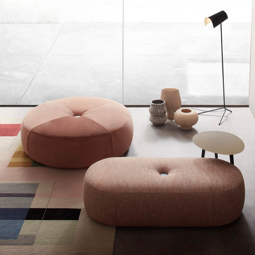Pouf contemporain - ALEY - LEMA Home - en tissu / en cuir / rond
