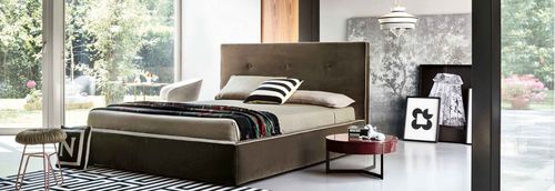 Lit double - MADAMA - LEMA Home - contemporain / tapissé / en tissu