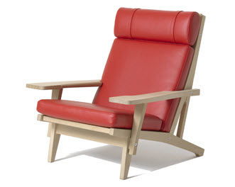 Fauteuil contemporain - GE 375 - Getama Danmark - en cuir / par Hans J. Wegner