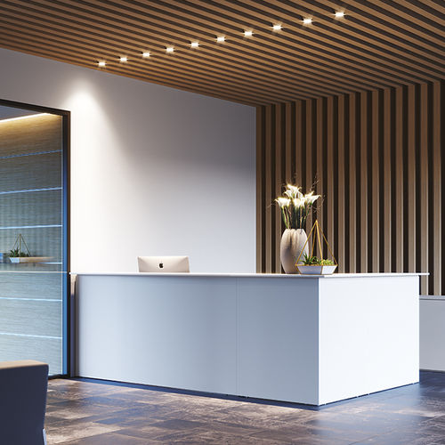 Banque d'accueil d'angle - BAGUETTE - Frezza - en mélaminé / en métal / lumineuse