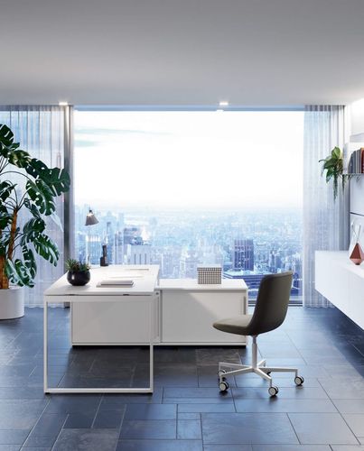 Bureau pour open space - POP SQUARE - Frezza - sur pied / pour 2 personnes / contemporain