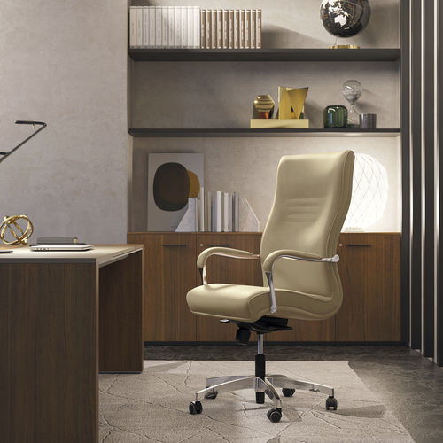 Chaise de bureau contemporaine - ANTAGONISTA  - Frezza - en cuir / en contreplaqué / en noyer