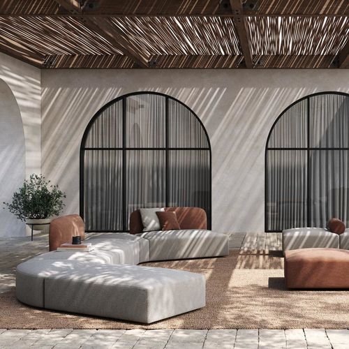 Salon de jardin contemporain - ALPLUS - Frezza - design minimaliste / en nylon / en simili cuir
