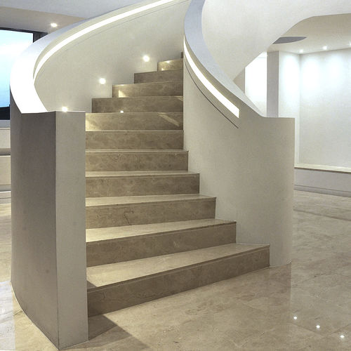 Escalier hélicoïdal - ME CONSTRUCTION - elite metalcraft - à marches en pierre / structure en béton / contemporain