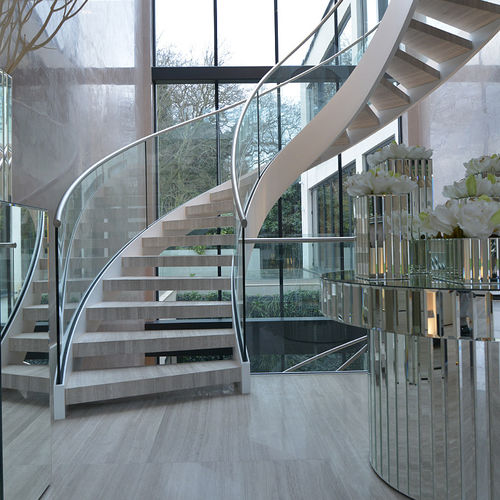 Escalier hélicoïdal - STONEFORCE LTD. DENEWOOD  - elite metalcraft - à marches en bois / structure en acier / contemporain