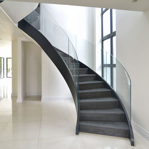 Escalier hélicoïdal - NORTHUMBERLAND - elite metalcraft - à marches en métal / structure en verre / contemporain
