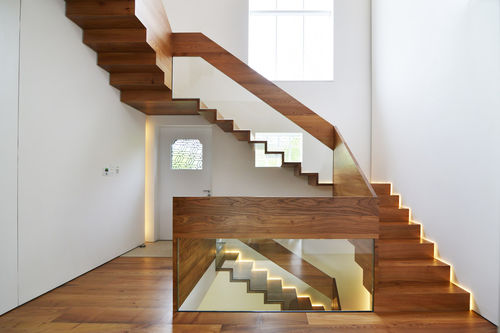 Escalier quart tournant - DALEHAM GARDENS - elite metalcraft - droit / à marches en bois / structure en métal