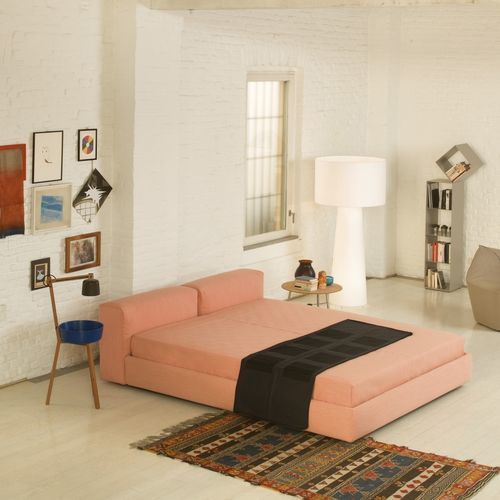 Lit double - SUPEROBLONG  - Cappellini - contemporain / tapissé / avec tête de lit