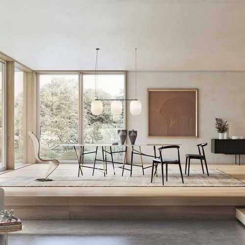 Table à manger contemporaine - MILLEPIEDI - Cappellini - en bois / en marbre / avec piètement en métal