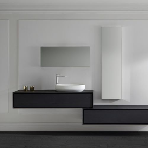 Meuble vasque suspendu - PRENN BURNED - Naxani - en bois / contemporain / avec tiroirs