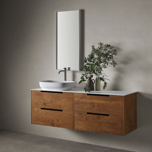 Meuble vasque suspendu - DUMBO  - Naxani - en bois massif / contemporain / sans porte