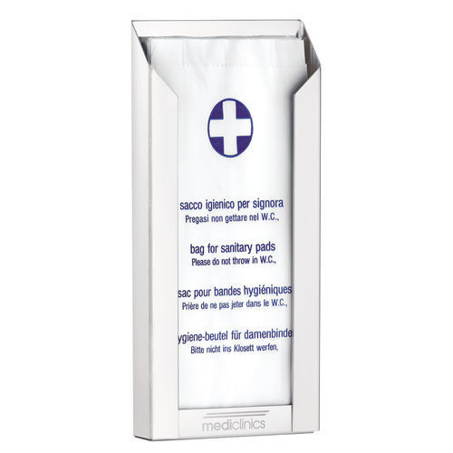 Distributeur de sachets hygiéniques mural - DBH100 - Mediclinics, s.a. - manuel / en acier / pour hôtel