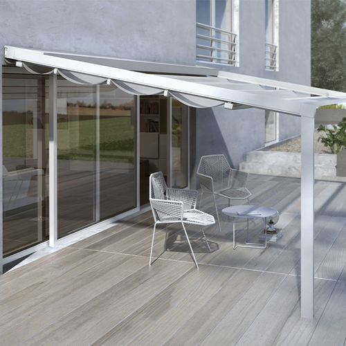 Pergola adossée - A100 LUX - KE Outdoor Design - en aluminium / couverture coulissante / rétractable