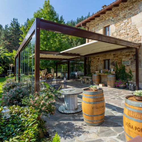 Pergola adossée - ISOLA 2A  - KE Outdoor Design - autoportée / en aluminium / couverture en toile