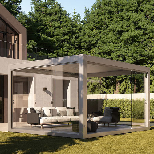 Pergola adossée - OPERA - Pratic S.p.A - autoportée / en aluminium / à lames orientables