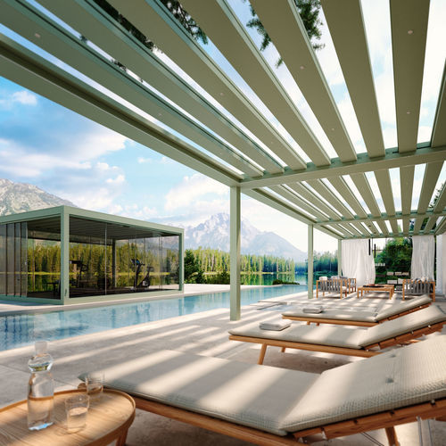 Pergola adossée - CARRERA P - Pratic S.p.A - autoportée / en aluminium / à lames orientables