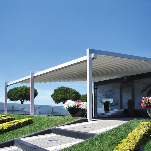 Pergola adossée - EVO - Pratic S.p.A - en aluminium / couverture coulissante / rétractable