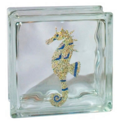 Brique de verre carrée - ART : SEAHORSE - Pittsburgh Corning - colorée
